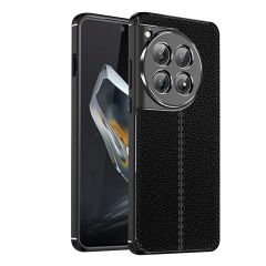 Microcase Oneplus 12 5G Leather Serisi Deri Efekt Silikon Kılıf - Siyah Al3337