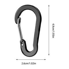 Microcase Çok Amaçlı Mini Metal Karabina Seti 4.9 cm Siyah Yaylı Anahtarlık Kancası Taktik Kamp Ekipman Askısı - AL5881