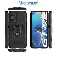 Microcase Realme GT Neo2 Batman Serisi Yüzük Standlı Armor Kılıf - Siyah