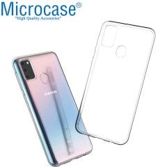 Microcase Samsung Galaxy M30s Ultra İnce 0.2 mm Soft Silikon Kılıf + Tam Kaplayan Çerçeveli Cam