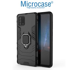 Microcase Samsung Galaxy A91 - M80S - S10 Lite Batman Serisi Yüzük Standlı Armor Kılıf - Siyah