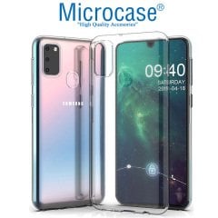 Microcase Samsung Galaxy M30s Ultra İnce 0.2 mm Soft Silikon Kılıf + Tam Kaplayan Çerçeveli Cam