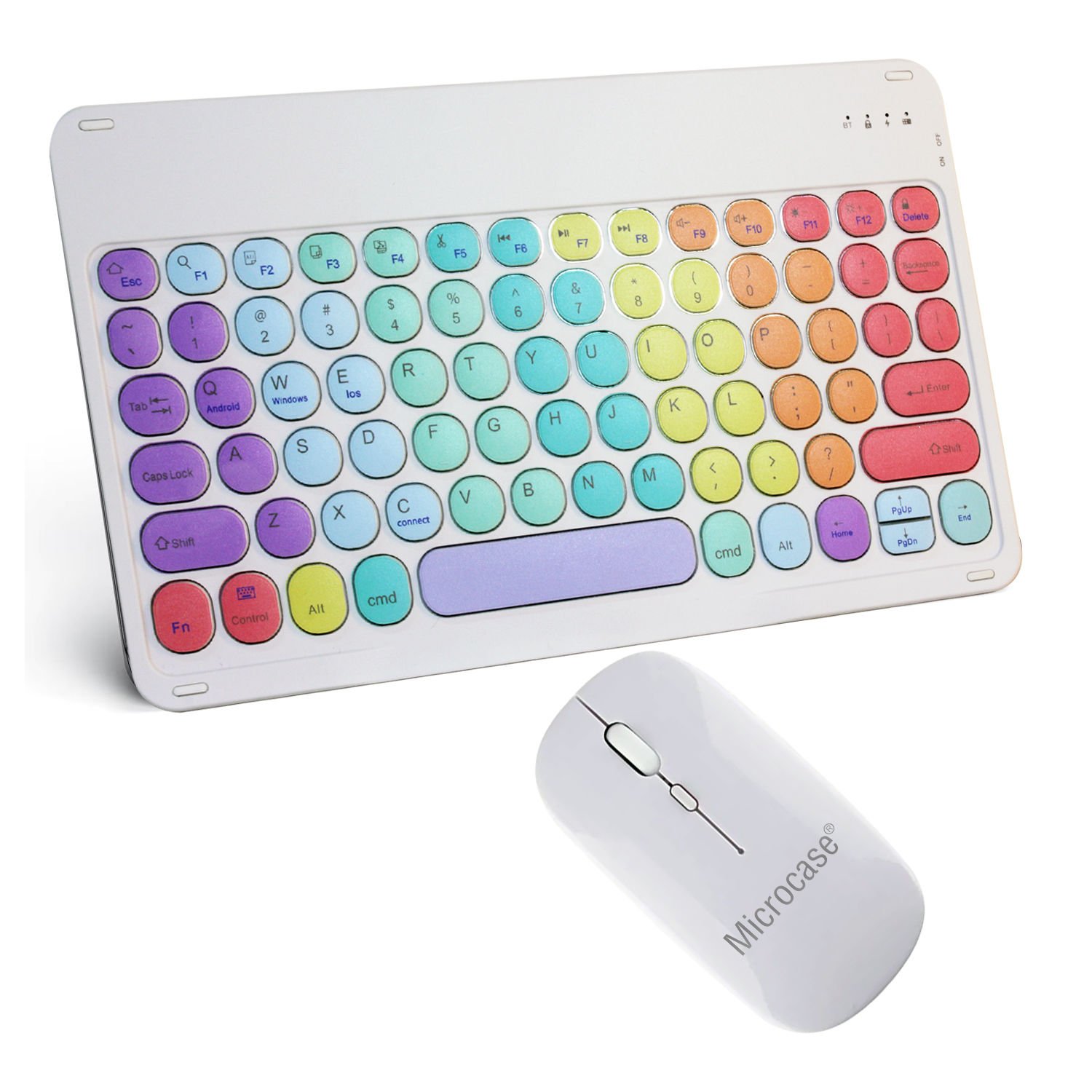 Microcase Tablet ve Telefonlar için Gökkuşağı Tasarım Bluetooth Klavye ve Mouse Set - AL5040 İNG