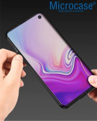 Microcase Samsung Galaxy S10e Fabrik Serisi Kumaş ve Deri Desen Kılıf - Gri