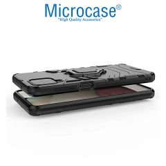 Microcase Samsung Galaxy M33 5G Batman Serisi Yüzük Standlı Armor Kılıf - Siyah