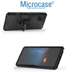 Microcase Samsung Galaxy A81 - M60S - Note 10 Lite Batman Serisi Yüzük Standlı Armor Kılıf - Siyah
