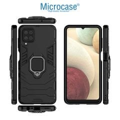 Microcase Samsung Galaxy M33 5G Batman Serisi Yüzük Standlı Armor Kılıf - Siyah