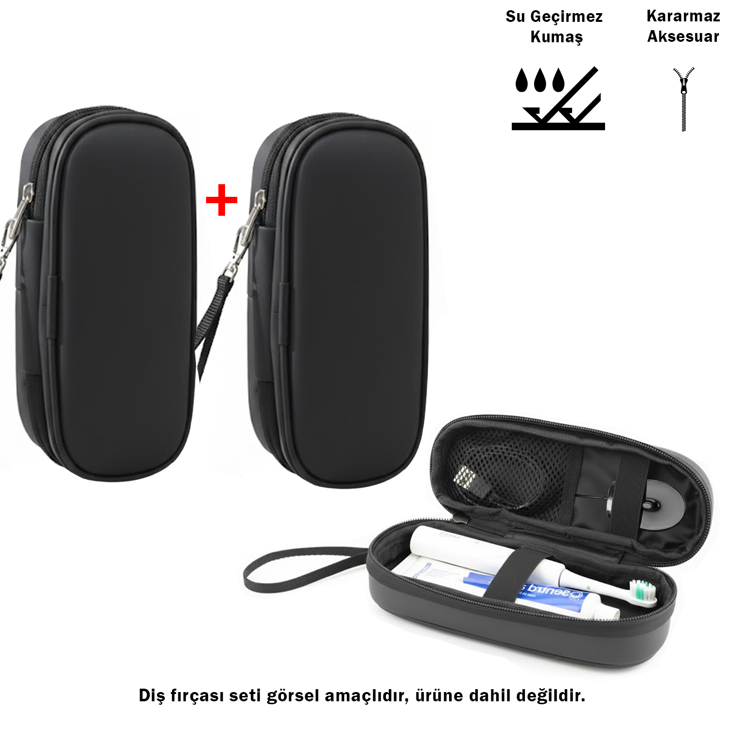Microcase Şarjlı Diş Fırçaları için Askılıklı Seyahat Saklama Çantası Koruma Kabı Kutusu 2 Adet AL5434
