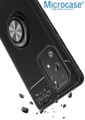 Microcase Samsung Galaxy A91 - M80S - S10 Lite Focus Serisi Yüzük Standlı Silikon Kılıf - Siyah
