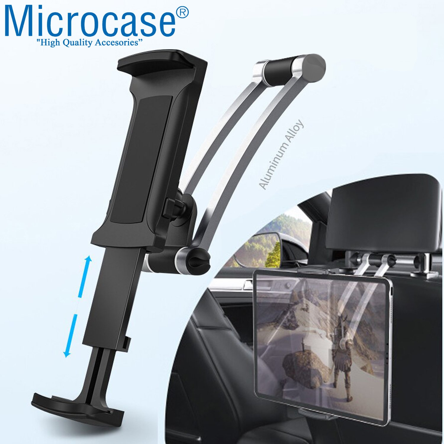 Microcase Araç İçi Koltuk Arkası Tablet Telefon Tutucu Siyah - AL2906