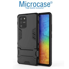 Microcase Samsung Galaxy S10 Lite - A91 - M80S Alfa Serisi Armor Standlı Perfect Koruma Kılıf - Siyah