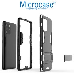 Microcase Samsung Galaxy S10 Lite - A91 - M80S Alfa Serisi Armor Standlı Perfect Koruma Kılıf - Siyah