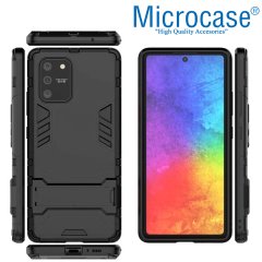 Microcase Samsung Galaxy S10 Lite - A91 - M80S Alfa Serisi Armor Standlı Perfect Koruma Kılıf - Siyah