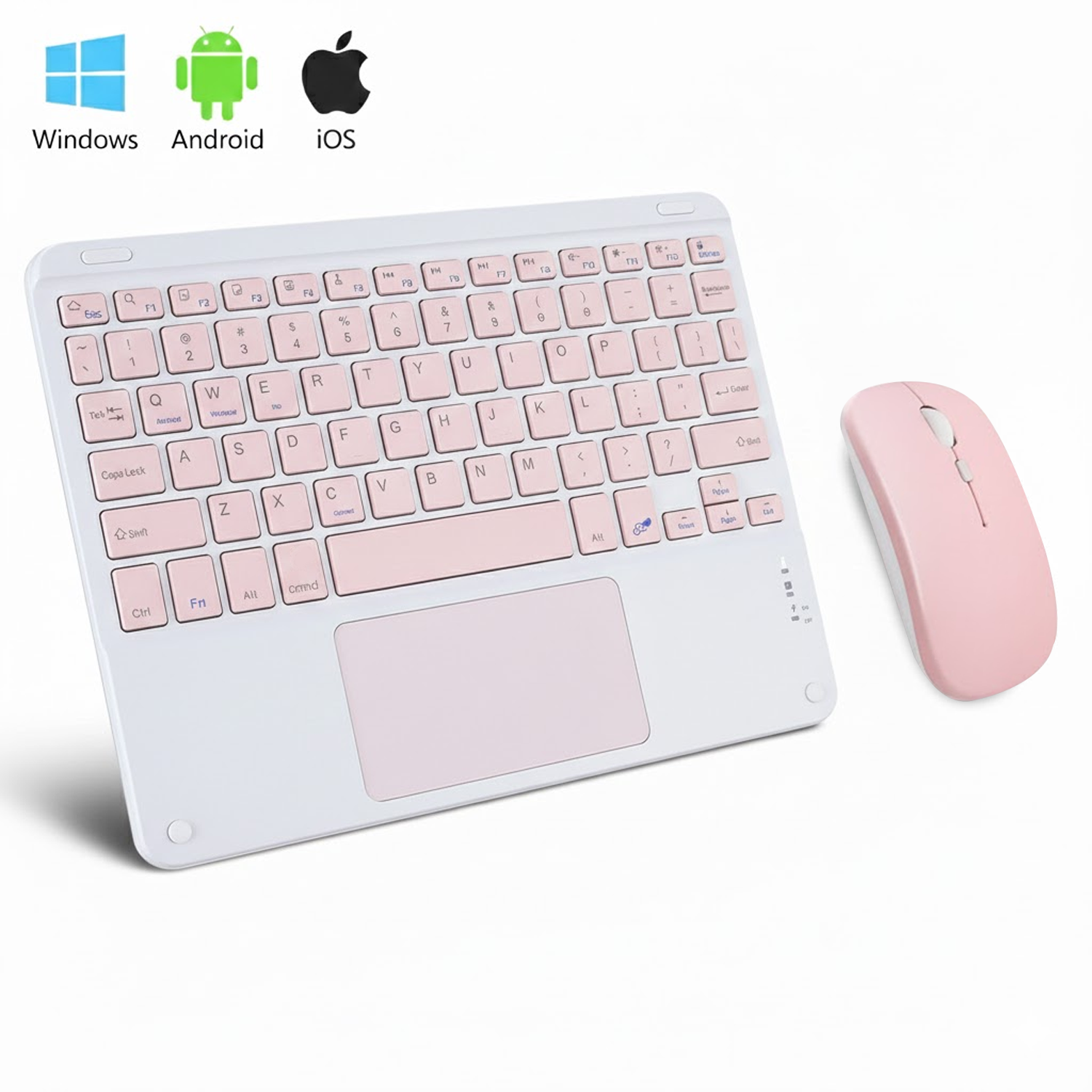 Microcase Tablet ve Telefonlar için Bluetooth Touchpad Klavye ve Mouse Set Pembe- AL5398