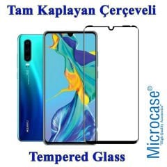 Huawei P30 0.2 mm İnce Silikon Kılıf + Tam Kaplayan Cam