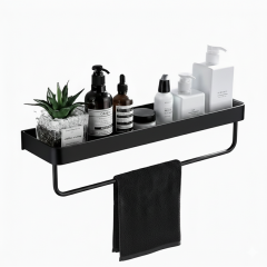 Microcase Çok Amaçlı Modern Duvar Rafı ve Havlu Askılığı Banyo Mutfak Malzeme Düzenleyici Siyah AL5340