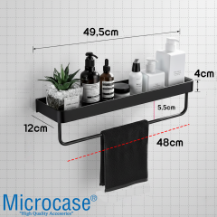 Microcase Çok Amaçlı Modern Duvar Rafı ve Havlu Askılığı Banyo Mutfak Malzeme Düzenleyici Siyah AL5340