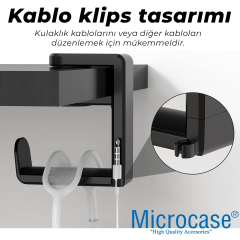 Microcase Masaya Monte Ayarlanabilir 360 Derece Döner Kablo tutuculu Oyuncu Kulaklık Eşya vb. Tutucu Stand - AL5425