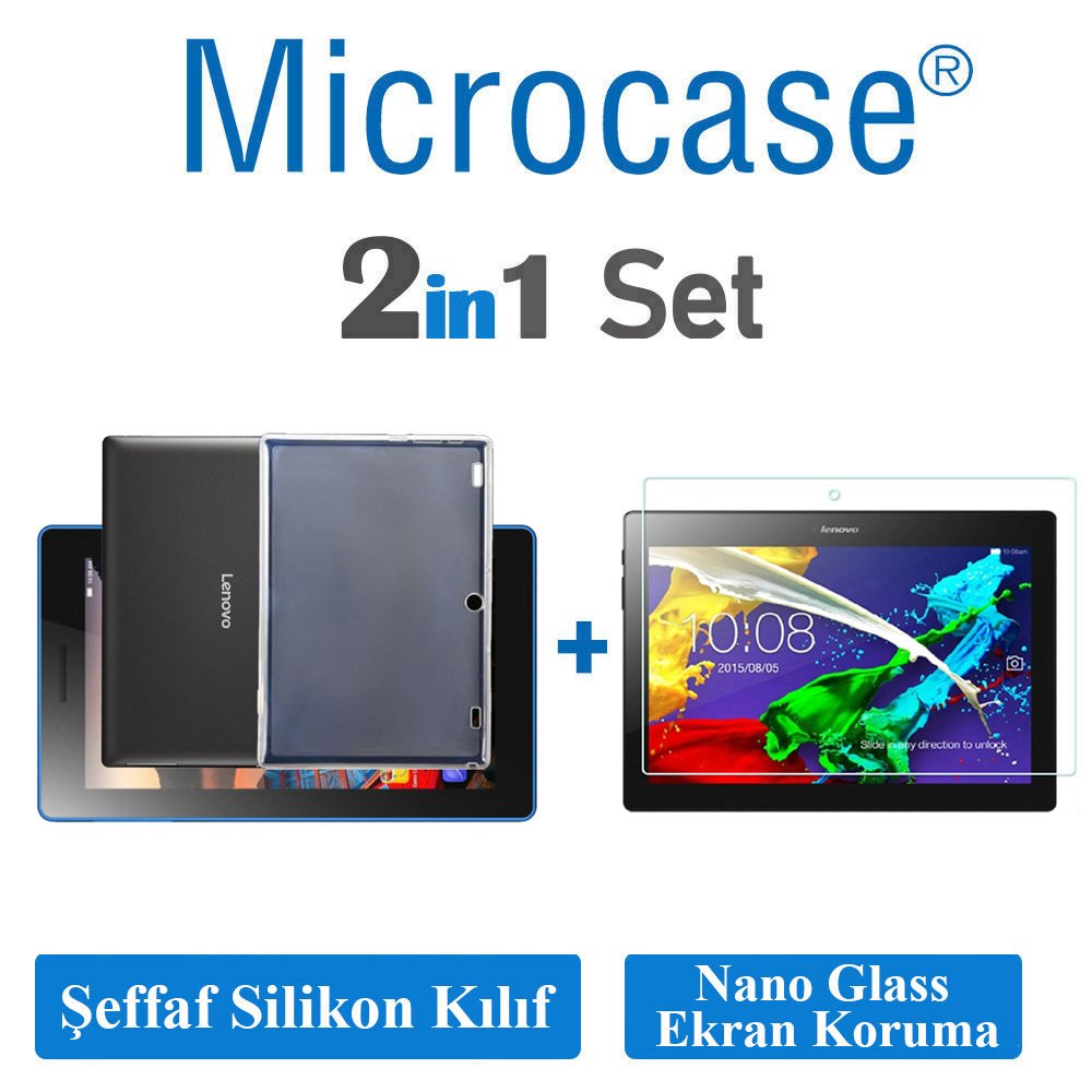 Microcase Lenovo Tab 3 A10-70F Black 32GB 10.1 Silikon Kılıf+Nano