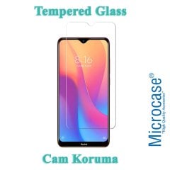 Microcase Xiaomi Redmi 8A Fabrik Serisi Kumaş ve Deri Desen Kılıf - Siyah + Tempered Glass Cam Koruma