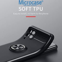 Microcase Samsung Galaxy M33 5G Focus Serisi Yüzük Standlı Silikon Kılıf - Siyah