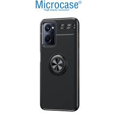 Microcase Oppo A96 4G Focus Serisi Yüzük Standlı Silikon Kılıf - Siyah