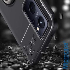 Microcase Oppo A96 4G Focus Serisi Yüzük Standlı Silikon Kılıf - Siyah