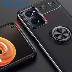 Microcase Oppo A96 4G Focus Serisi Yüzük Standlı Silikon Kılıf - Siyah
