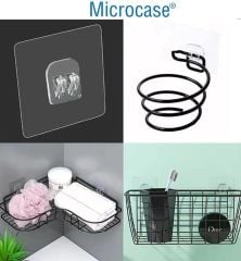 Microcase Güçlü Plastik  Yapışkanlı  Suya Dayanıklı  Banyo Mutfak Eşya Taşıma Raf Askısı 5 Adet -Şeffaf AL4269