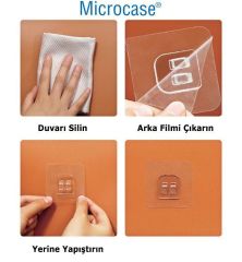 Microcase Güçlü Plastik  Yapışkanlı  Suya Dayanıklı  Banyo Mutfak Eşya Taşıma Raf Askısı 5 Adet -Şeffaf AL4269
