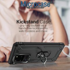Microcase Samsung Galaxy S20 Ultra Anka Serisi Yüzük Standlı Armor Kılıf - Siyah