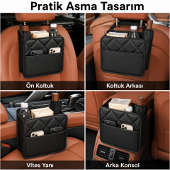 Microcase Universal Araba Koltuğu Arka Organizeri Asılabilir Çöp Kovası AL5653