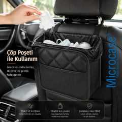 Microcase Universal Araba Koltuğu Arka Organizeri Asılabilir Çöp Kovası AL5653