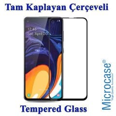 Samsung Galaxy A60 0.2 mm İnce Silikon Kılıf + Tam Kaplayan Cam