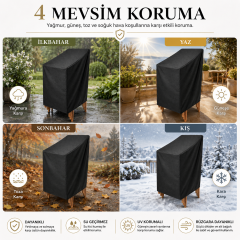 Microcase 6 Sandalye Kapasiteli Su Geçirmez Bahçe Mobilyası Koruma Kılıfı Brandası 4 Mevsim 120x70x65 CM AL5654