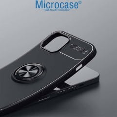Microcase Apple iPhone 14 Focus Serisi Yüzük Standlı Silikon Kılıf - Siyah