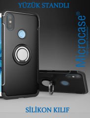 Microcase Xiaomi Mi Max 3 Yüzük Standlı Armor Silikon Kılıf + CAM