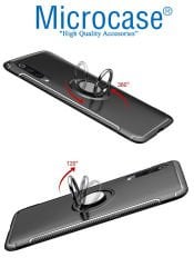 Microcase Xiaomi Mi 9 Explorer Yüzük Standlı Armor Silikon Kılıf + Tempered Glass Cam Koruma (SEÇENEKLİ)