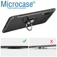 Microcase Xiaomi Mi 9 Explorer Yüzük Standlı Armor Silikon Kılıf + Tempered Glass Cam Koruma (SEÇENEKLİ)