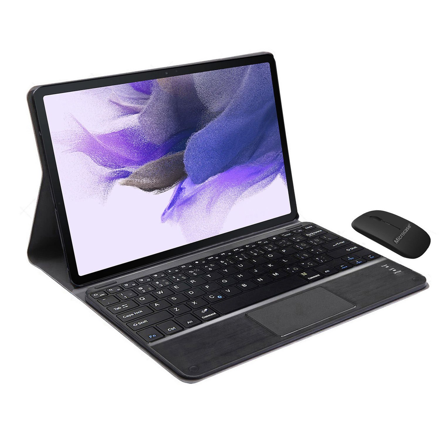 Microcase Samsung Galaxy Tab S7 FE SM-T733 12.4 inch Tablet Bluetooth Touchpad Klavye + Bluetooth Mouse + Standlı Kılıf -BKK7