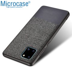 Microcase Samsung Galaxy Note 10 Lite - A81 - M60S Fabrik Serisi Kumaş ve Deri Desen Kılıf - Gri