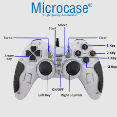 Microcase USB Kablolu Çift Titreşimli PC Konsol Oyun Kolu Gamepad Joystick -AL4630 Mavi