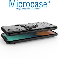 Microcase Samsung Galaxy A71 Batman Serisi Yüzük Standlı Armor Kılıf - Siyah