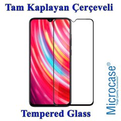 Microcase Xiaomi Redmi Note 8 Premium Matte Silikon Kılıf - Siyah + Tam Kaplayan Çerçeveli Cam