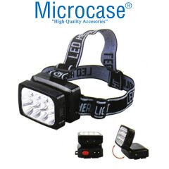 Microcase Süper Parlak 12 Ledli Şarj Edilebilir Oynar Başlıklı Kafa Lambası-AL3937