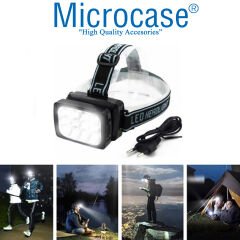 Microcase Süper Parlak 12 Ledli Şarj Edilebilir Oynar Başlıklı Kafa Lambası-AL3937