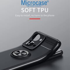 Microcase Apple iPhone 14 Pro Focus Serisi Yüzük Standlı Silikon Kılıf - Siyah