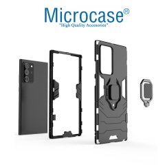 Microcase Samsung Galaxy Note 20 Batman Serisi Yüzük Standlı Armor Kılıf - Siyah