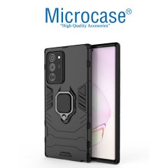 Microcase Samsung Galaxy Note 20 Batman Serisi Yüzük Standlı Armor Kılıf - Siyah