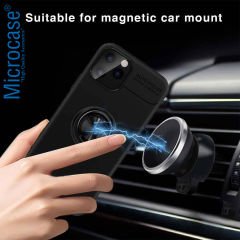 Microcase Apple iPhone 14 Pro Focus Serisi Yüzük Standlı Silikon Kılıf - Siyah